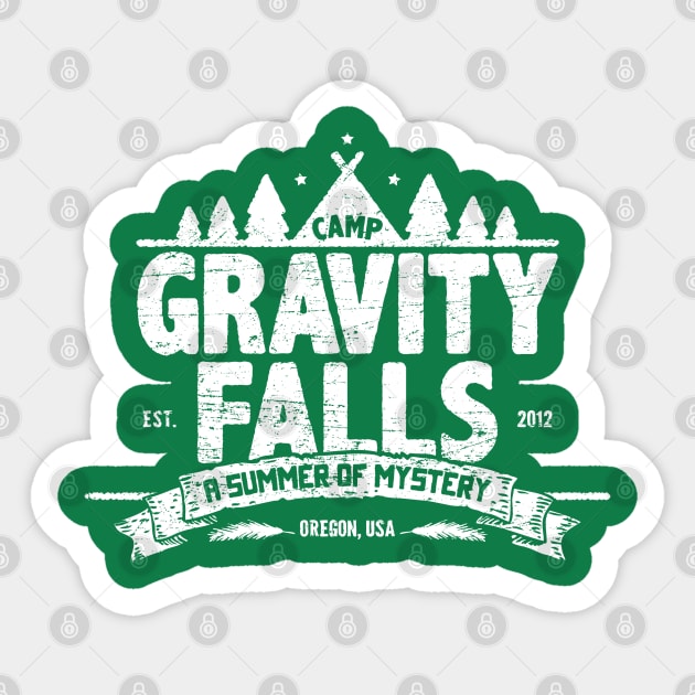 Camp Gravity Falls (worn look) Sticker by MoviTees.com